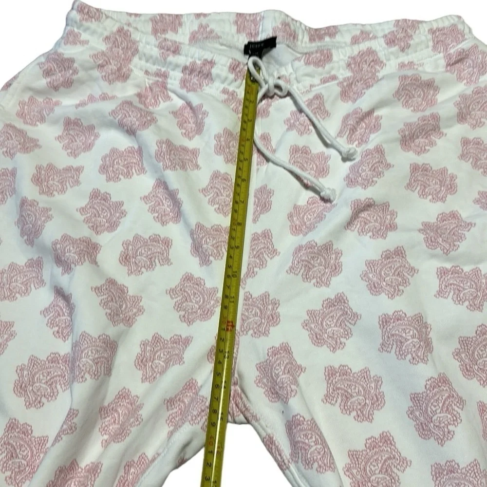 NWT J Crew Paisley Print Womens Joggers White Pink Size XXL